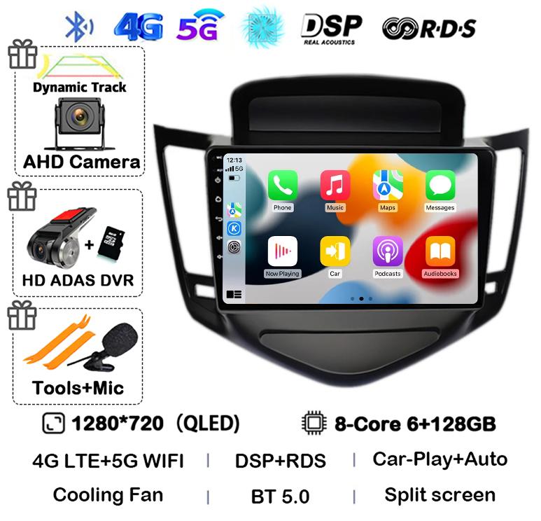 Android 14 Carplay Auto For Chevrolet Cruze 2008 2009 2010 2011 2012 4G+WIFI DSP Car Radio Multimedia Video Player GPS Head Unit