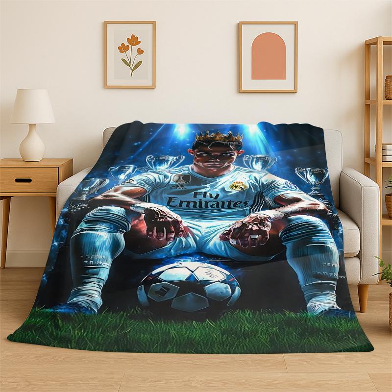 CR7 Goat R-Ronaldo Football Star Flannel Blanket Soft Warm Throw Blanket for Bedroom Living Room Bed Travel Camping Picnic Kid