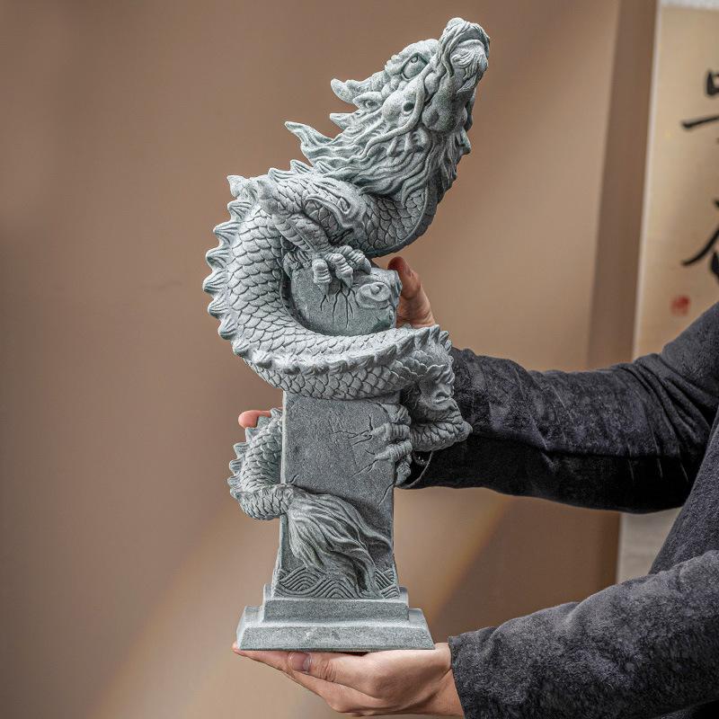 Socha pískovcového Zvěrokruhu Panlong Draka Čínský maskot Domácí Pokoj Kancelář Feng Shui Socha Nejlepší Dárek v Roku Draka