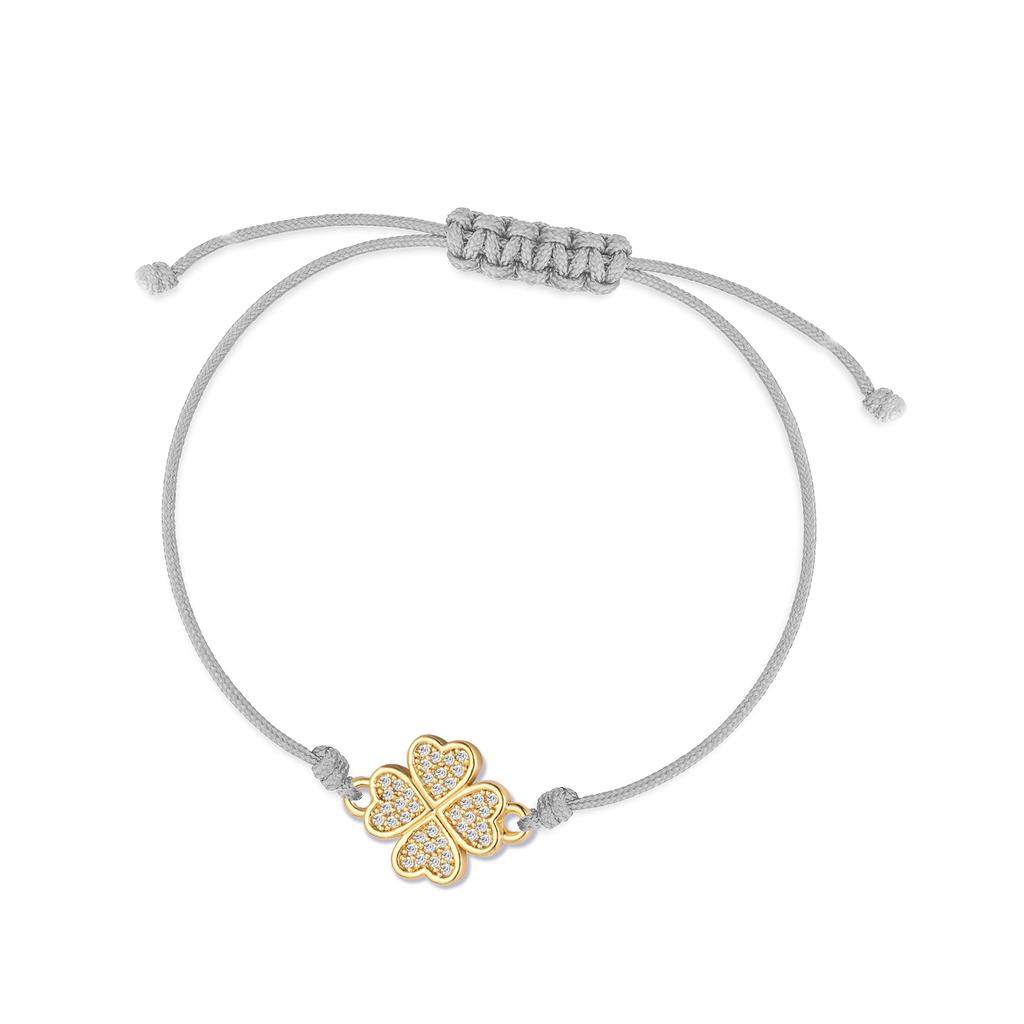AAA Weiße Zirkonia Steine Vier Herz Blatt Klee Armband Damen Einfacher Roter Faden Zirkonia Kristall Freundschaft Schmuck Geschenk