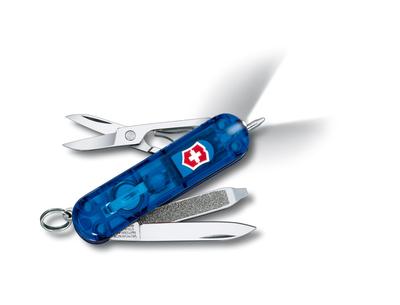 VICTORINOX Signature Light Translucent Blue Knife Disaster Prevention Goods Ballpoint Pen with LED Light Swiss Made with 7 Functions Multi-Tool []