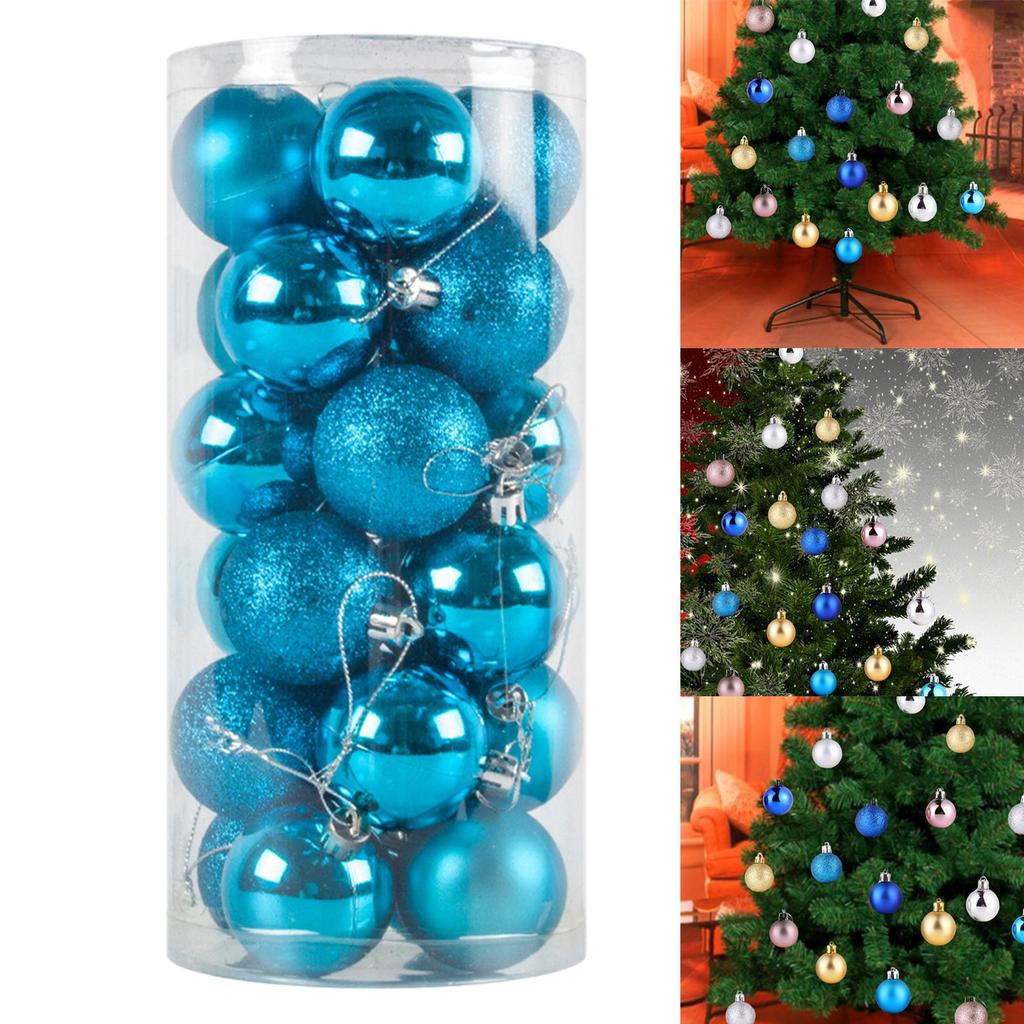 24x Christmas Ball Pendants Crafts Shatterproof DIY Decor Hanging Balls for Birthday Engagement Indoor Anniversary Festivals