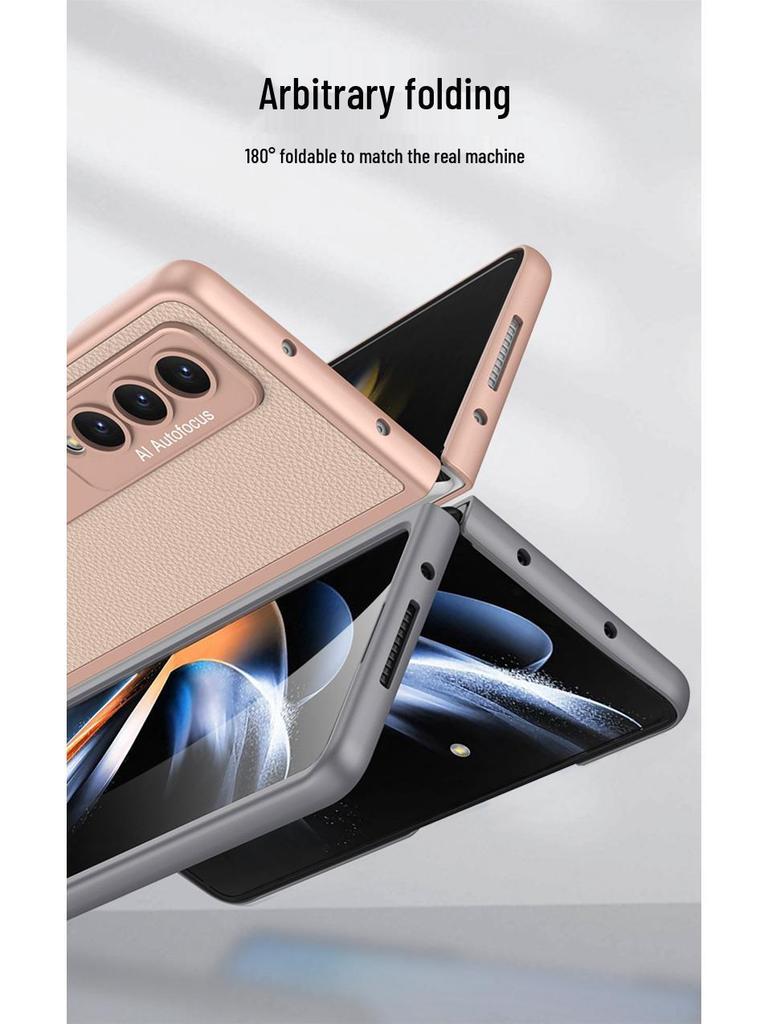 Samsung Fold4 Leather Stand Case - Creative, Foldable, Drop-proof Design