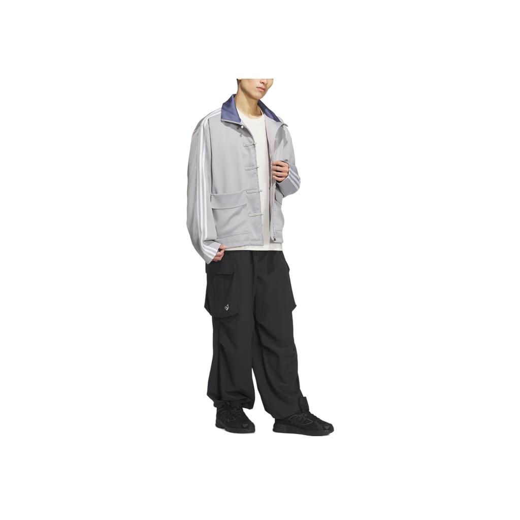 Adidas Originaler CN TT Sateng Kinesisk Stil Knapper Merkelogo Retro Sport Ståkrage Brodert Stripet Casual Langermet Jakke JV9256