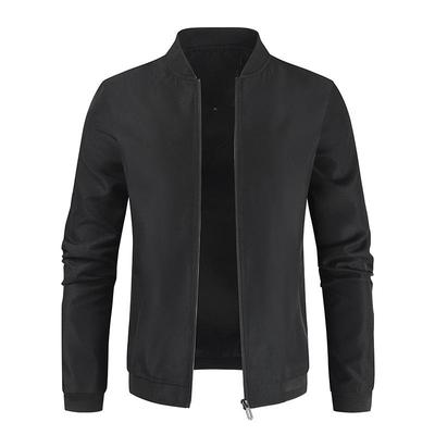 Spring and Autumn  Men's Stand-up Collar Solid Color Jacket Casual Short Youth Baseball Tops Plus Size