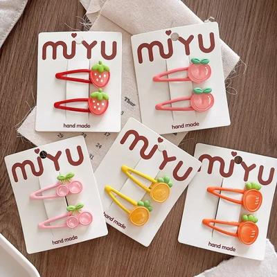 2 teile/satz Kreatives Design Obst Kinder Mädchen Haarspange Cartoon Pfirsich Erdbeere BB Clip für Kleinkind Kawaii Headwear Haarschmuck