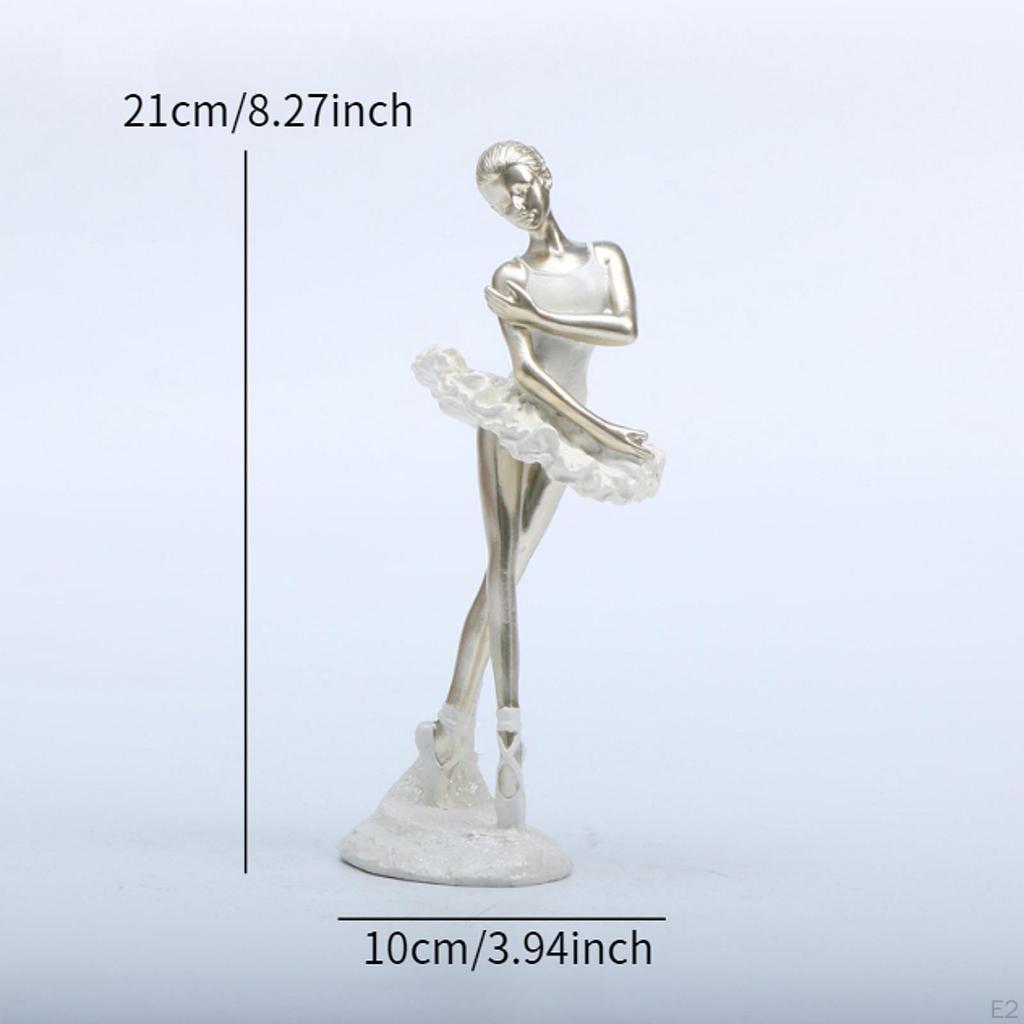 Resin Ballerina Dancing Girl Figurine Art Sculpture Ornament for Room Bedroom Bookshelf Desk