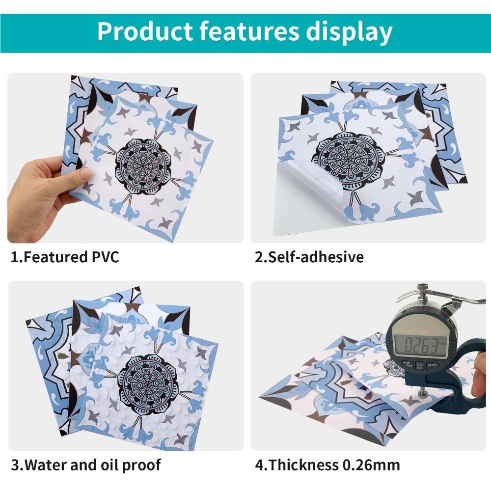 24pcs/set Self-Adhesive Kitchen Wallpaper Mandala Wall Decoration Sticker Bathroom Tile Stickers