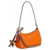 Coach Teri Shoulder Bag with Starfish Charm, Bright Orange Pebbled Leather Signature Canvas Trim Silver Hardware, Women's Daily Travel CBG79-SVY2H