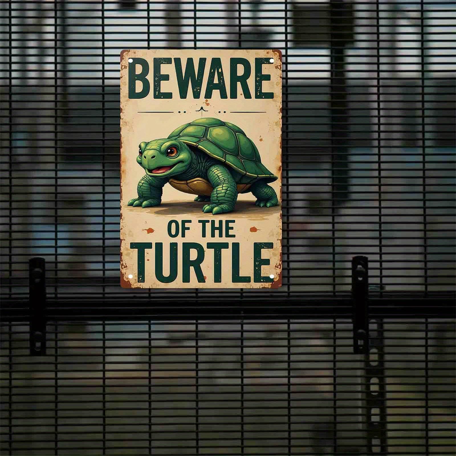 

Alert Beware of turtles Tin Painting Rustproof and Waterproof No Punching Suitable for Doors Walls Shops Coffee 20x30cm（7.8x11.8inch）