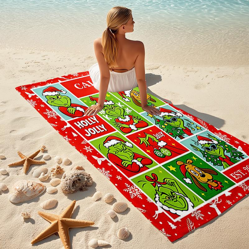 Christmas Gift Oscar Comedy Movie How the Grinch Stole Christmas soft beach towel outdoor camping vacation swinging beach scarf decorative blanket B2