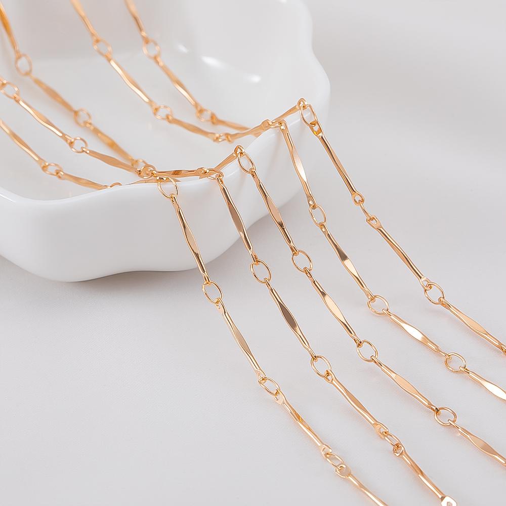 5M 2M 1M KC Gold Color Stick Line Basic Link Chain Bracelet Necklace Copper Chains Cloth Decorative Chain for DIY Jewelry Making