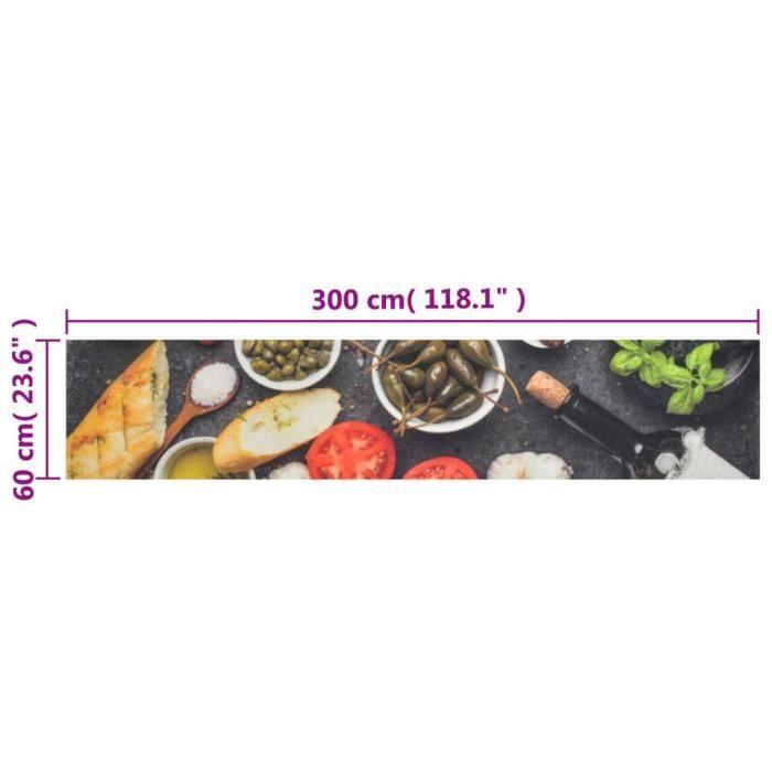VidaXL Tapis de cuisine lavable impression vin dîner 60x300 cm velours 136554