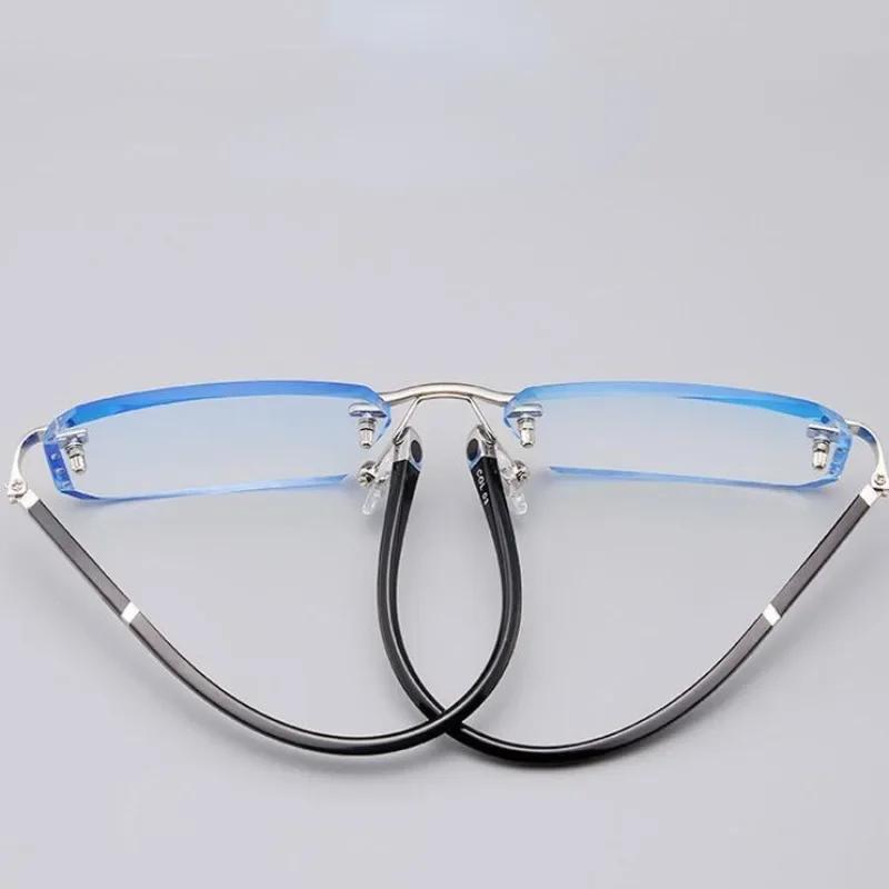 Diamond Cutting Frameless Presbyopia Eyeglasses HD Anti Blue Light Fatigue Reading Glasses +1.0 ~ +4.0
