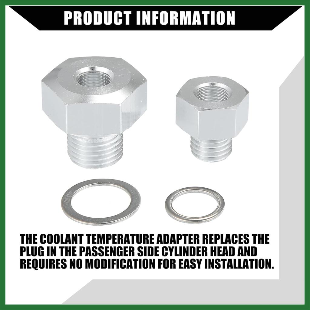 Motoforti Oil Pressure Coolant Adapter Fitting Sensor Adapter for LS Series Engine/Front/Oil Pressure Sensor Adapter/Durable / 1 Set/Silver Tone