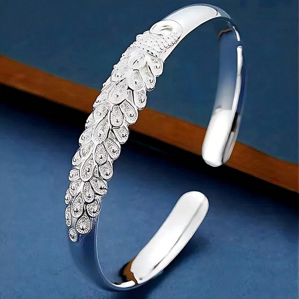 925 Sterling Silver Peacock Opening Screen Bracelet for Women Luxury Designer Texture Open Bracelets Party Original Jewelry Gift