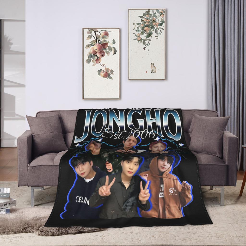 Korean Kpop Ateez MINGI Blanket Flannel Printed  Breathable Super Warm Throw Blankets for Home Travel Bedding Throws