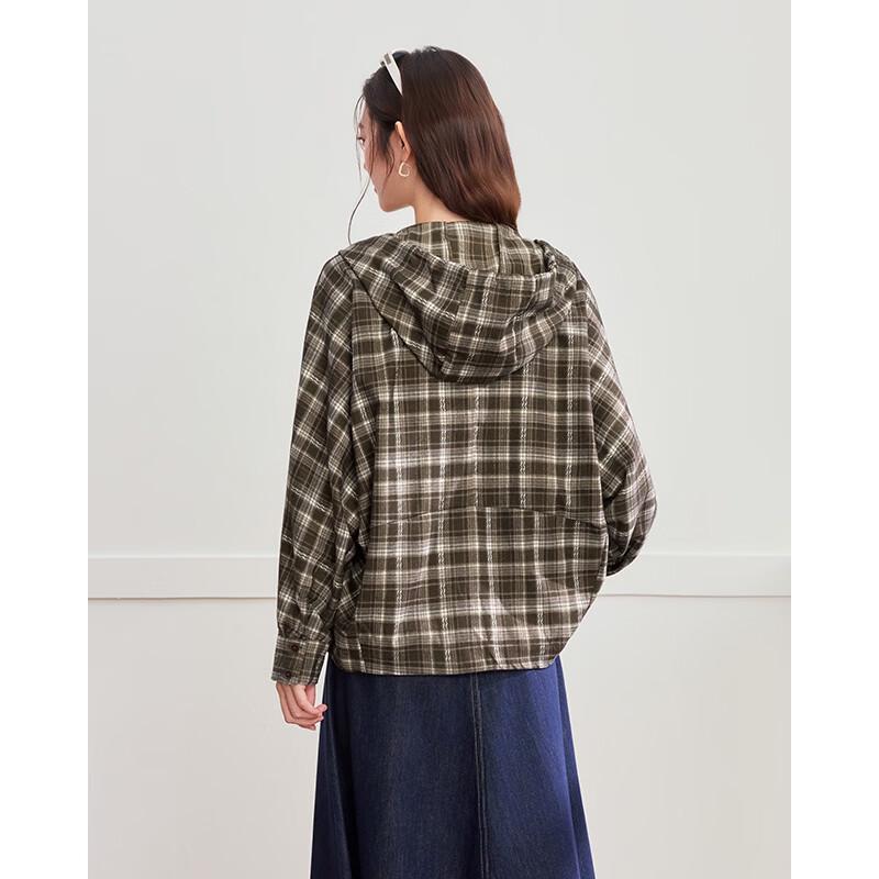 IEF Autumn Plaid Hooded Drawstring Jacket
