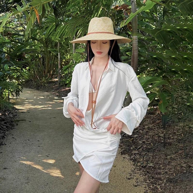 Damen Dreiteiliges Bikini Cover-Up Set - Strandurlaubskleid für den Sommer