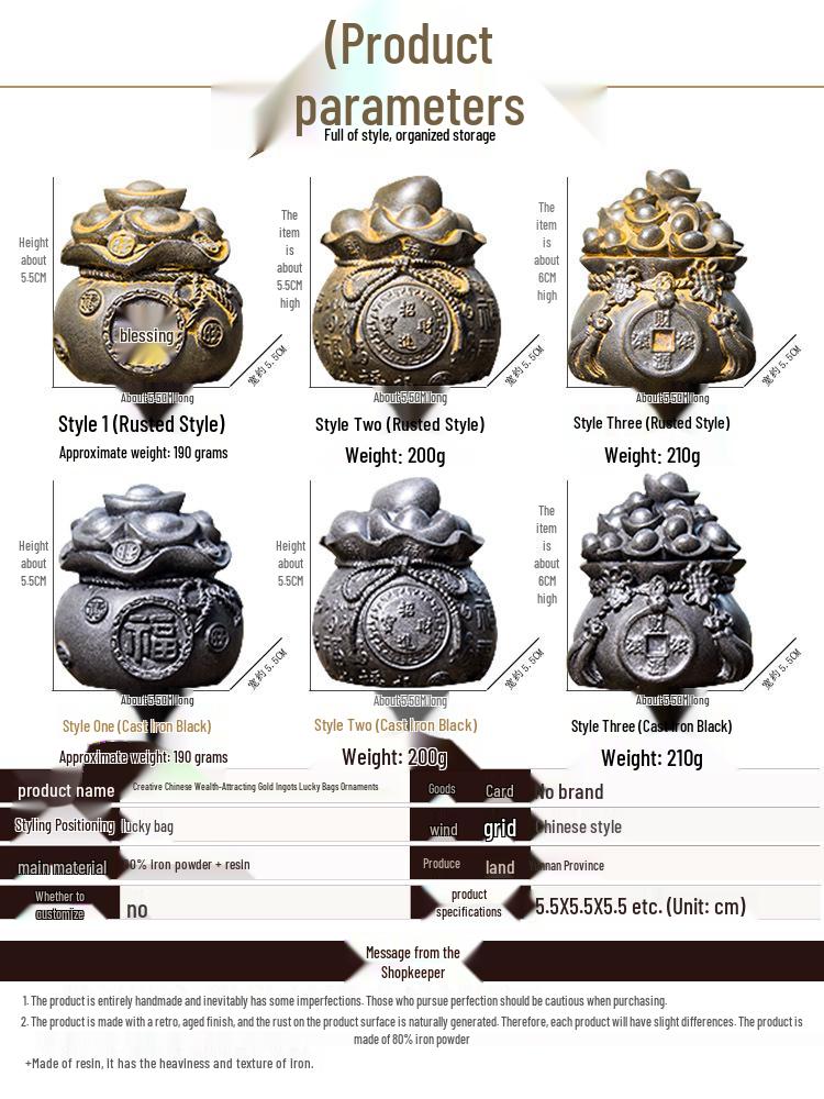 Ornamento Vaso del Tesoro Yuanbao della Fortuna: Decorazione Desktop Retrò per Attirare Ricchezza