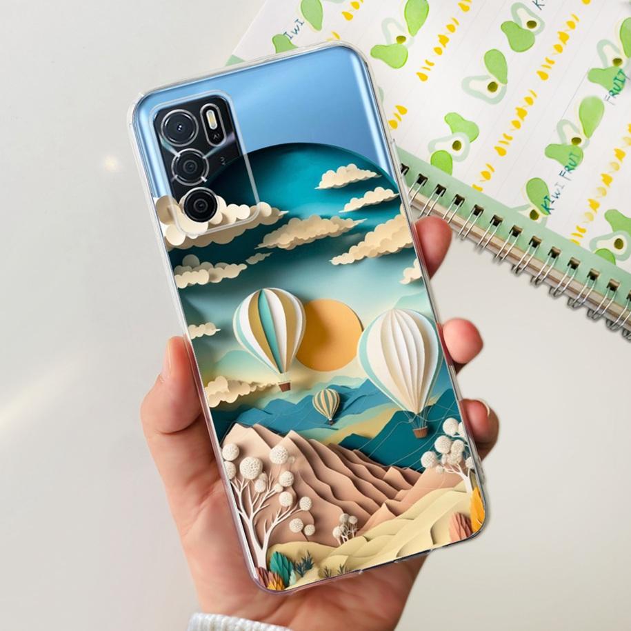For OPPO A16 Case A16S A54S Soft Silicone Phone Case For Oppo A16 CPH2269 Clear Flower Funda Back Cover on OPPOA16s A 54s Bumper