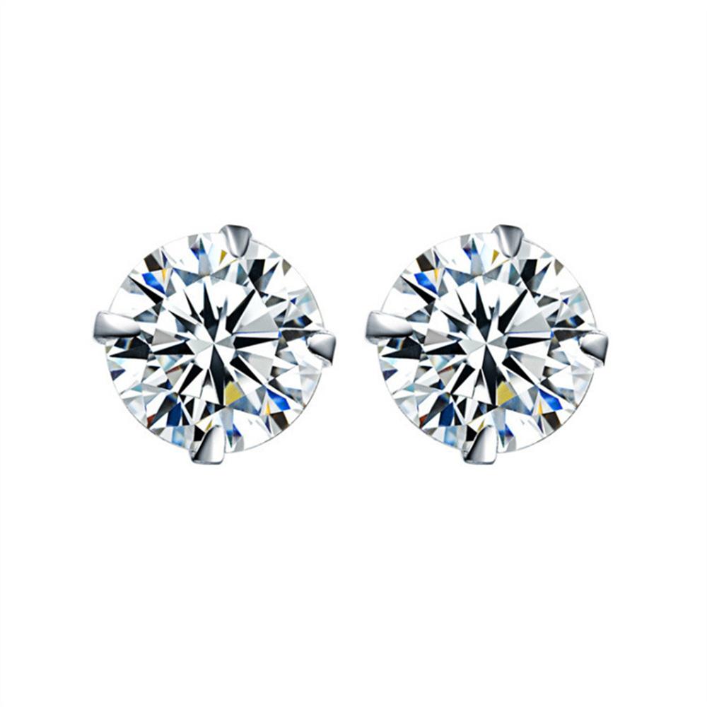 Men's Zircon Silver Color Stud Earrings Hip Hop Rhinestone Earring For Women Men's Street Jewelry Elegant Fashion Accessories