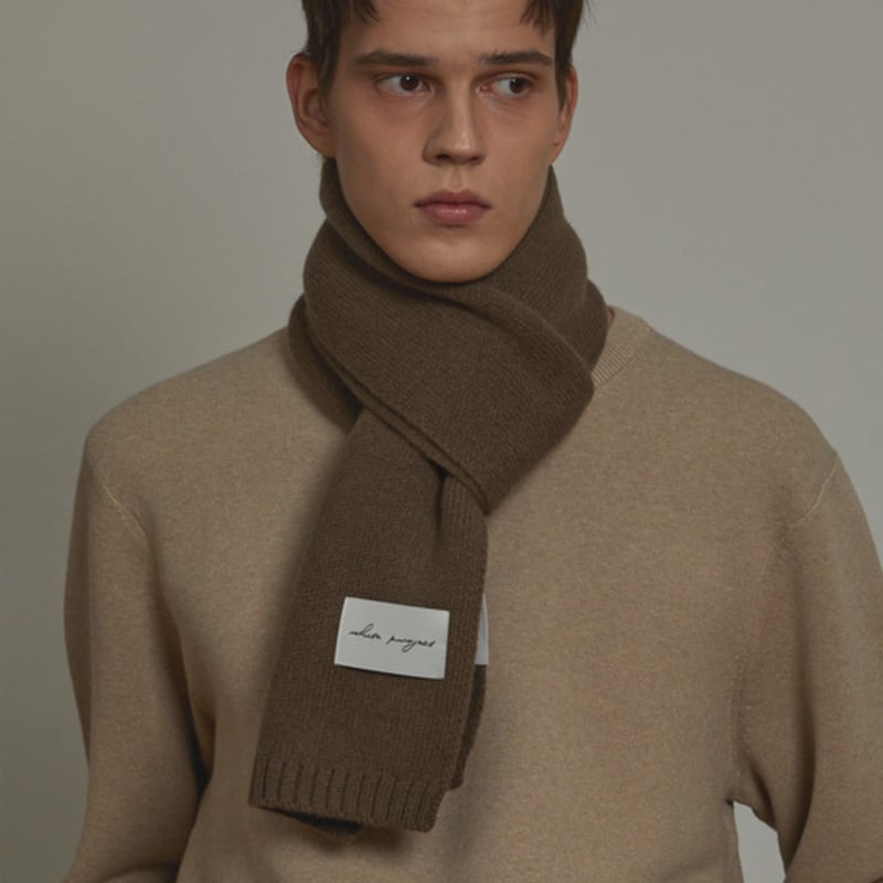 White Project VIRGIN WOOL KNIT MUFFLER_BROWN