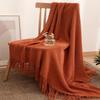 1 Stück Morandi Orange Quaste Strickdecke, Weiche Warme Überwurfdecke Nickerchen-Decke für Couch Sofa Camping Reisen