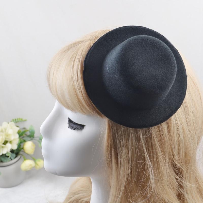 Womens Felt Fascinator Hat DIY Round Solid Color Small Plush Hat Hair Decor Wedding Bridal Cocktail Headwear Fasciantor Base