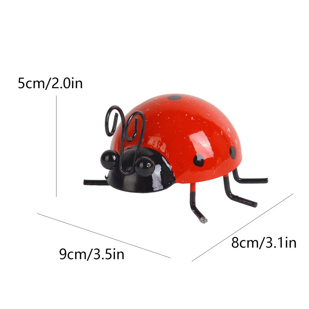 Garden Decoration Statue Cute Metal Ladybugs Outdoor Wall Sculpture Kindergarten Decoration with Small Insects Home Decor