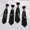 Hand Made Black Ribbon Tie Crystal Rhinestone Jewelry Men Shirts New Girl Boys Collar Neck Ties School Uniform Women Necktie