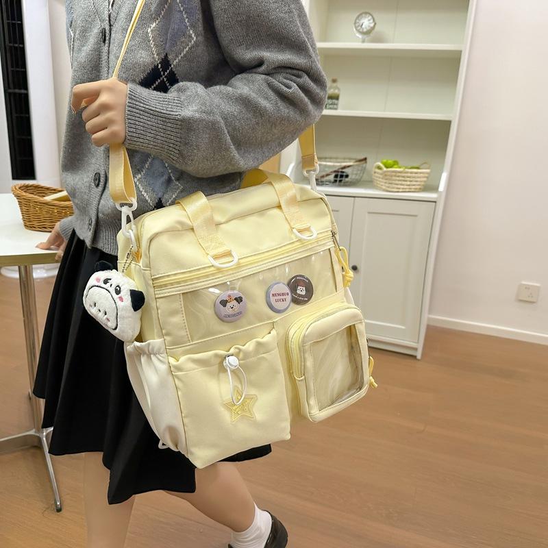 Crossbody bag female cute large-capacity junior high school student Japanese transparent pain bag large-capacity tote bag student shoulder bag tide