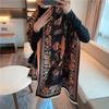 400g Retro Ethnic Bluebird Scarf: Women's Winter Warm Neck Warmer, High-End Imitation Cashmere Shawl.