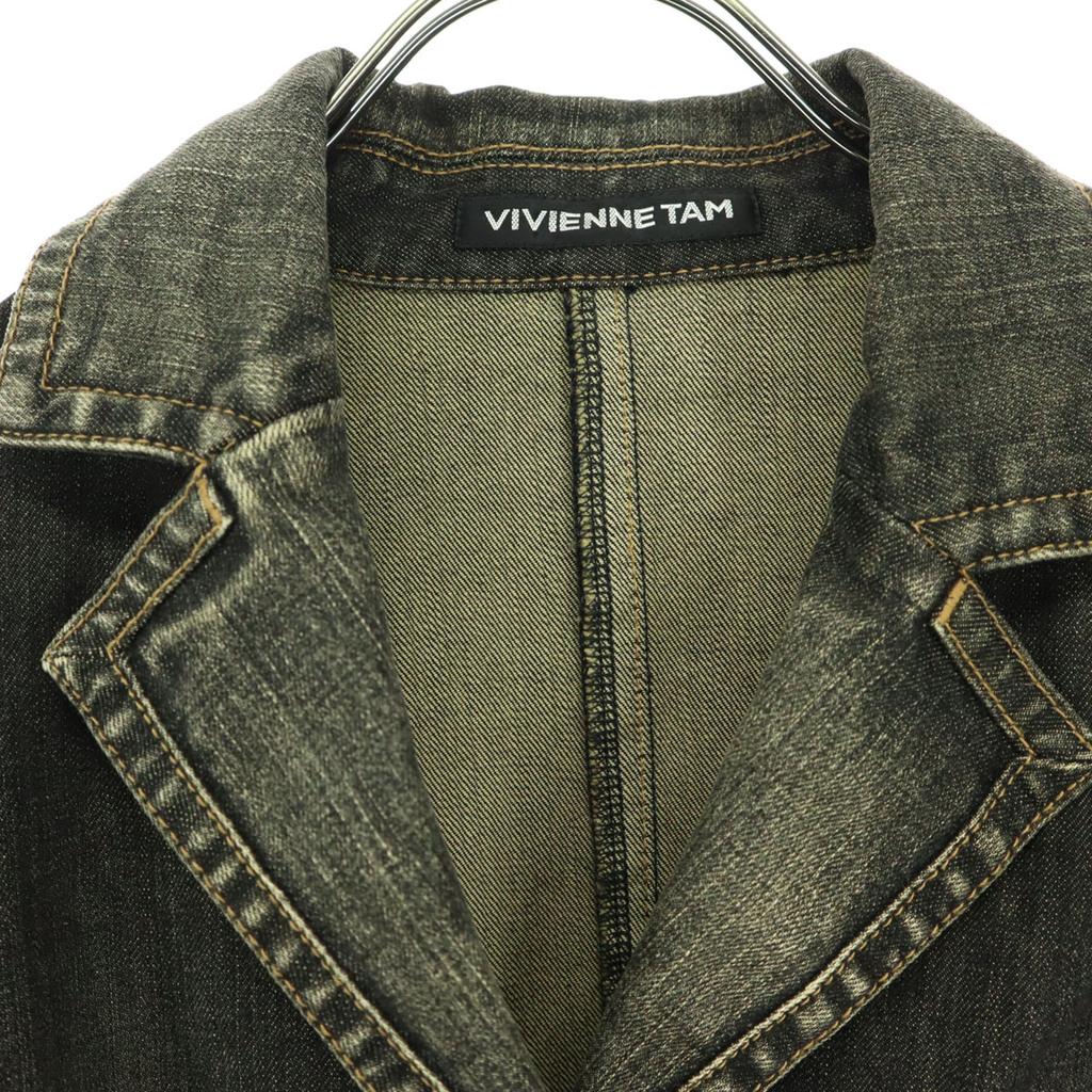 VIVIENNE TAM made in Japan embroidery Long sleeve Denim Jacket gray Women Used