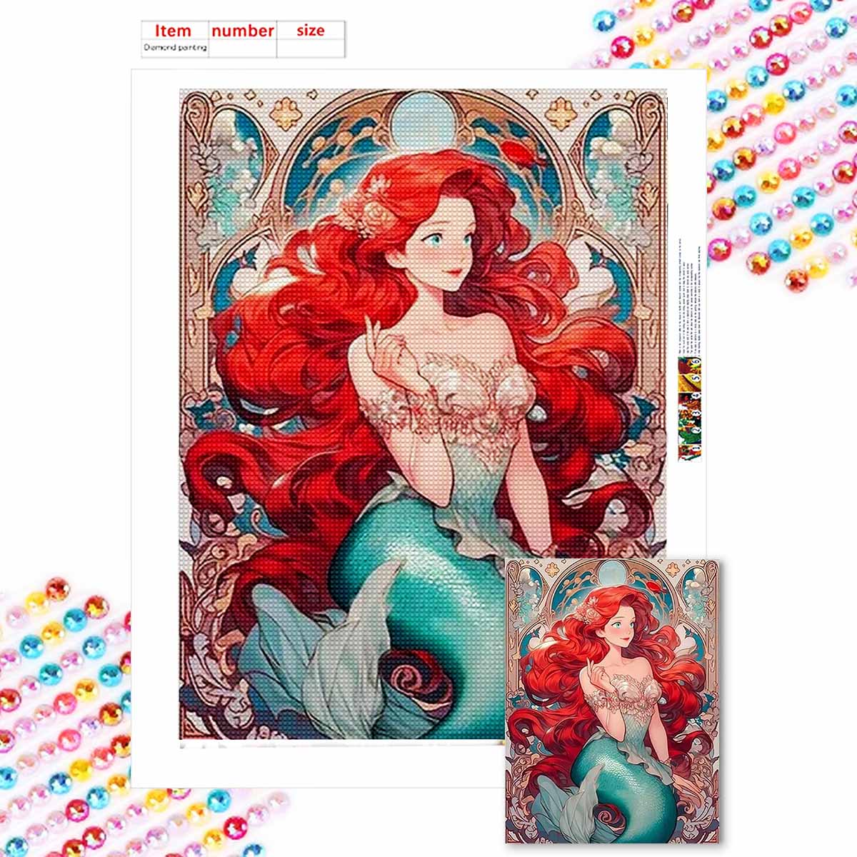 

5D Алмазная Живопись Сделай Сам Прекрасная Принцесса Русалочка Полная Выкладка Стразы Мозаика Вышивка Изделия Ручной Работы Домашний Декор Подарок Round 20x30cm