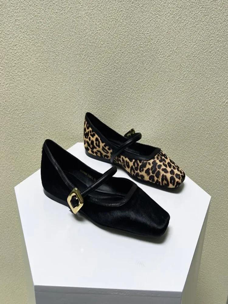 Fashion Fashion Women's Flat Shoes Round Toe Leopard Print Casual Shoes Woman Breathable Slip-on Outdoor Soft Mary Jane Shoes 2025