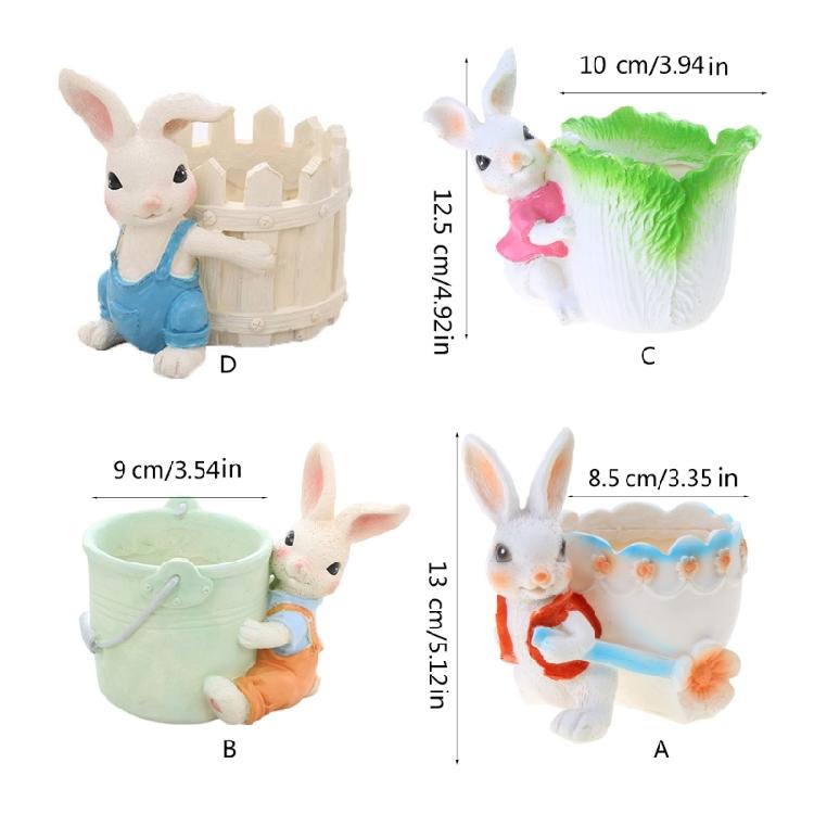 Cartoon Rabbit Plant Pots Decorative Flower Pots Resin Rabbit Planter Succulents