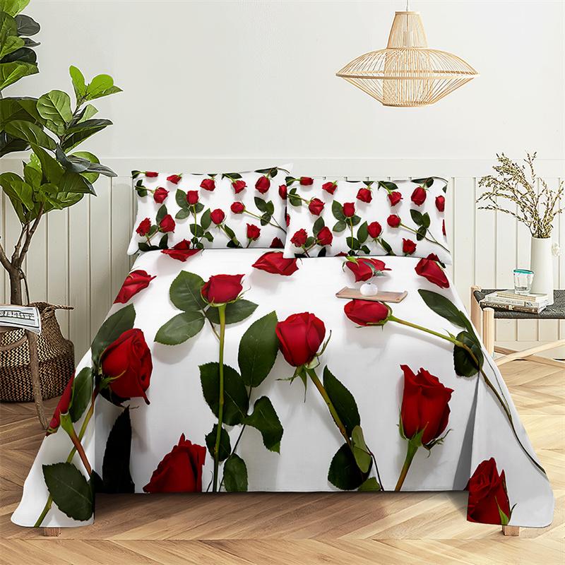 

Household Bedsheets Pink Rose Single Size Size Bedsheet Fashion Design Flowers Sheets Queen Size Size Bed Sheets Collection Bed Sheets and Pillowcases 150X230cm(2Pcs)