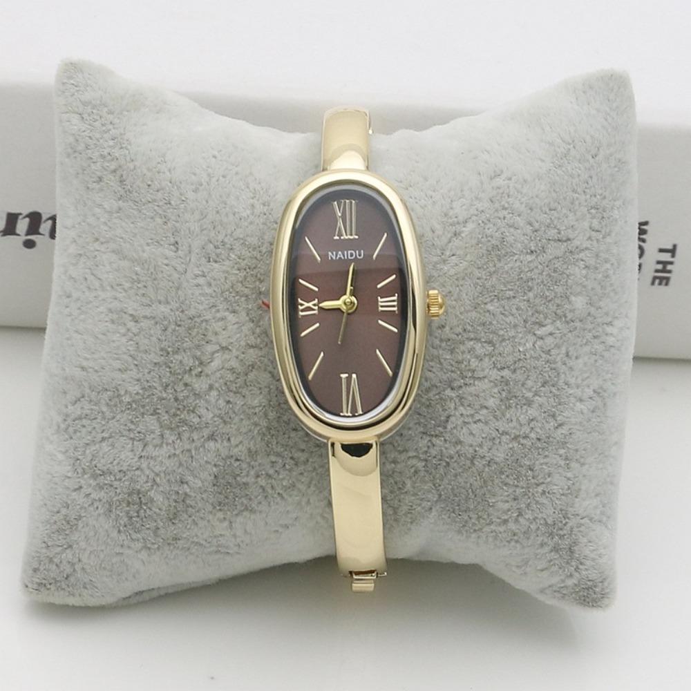 Lightweight Luxury Bracelet Watch Gold/Silver Oval Dial Wristwatch Roman Dial Elegant Quartz Watch for Women
