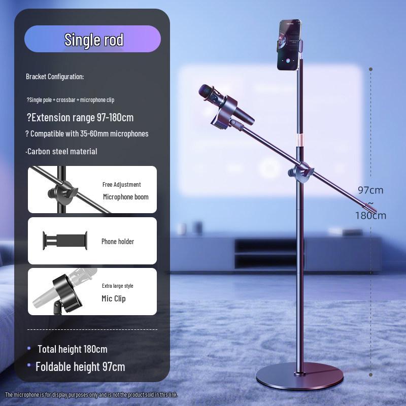 Professional Floor-standing Phone & Tablet Stand with Microphone Holder for Live Broadcasts and Streaming