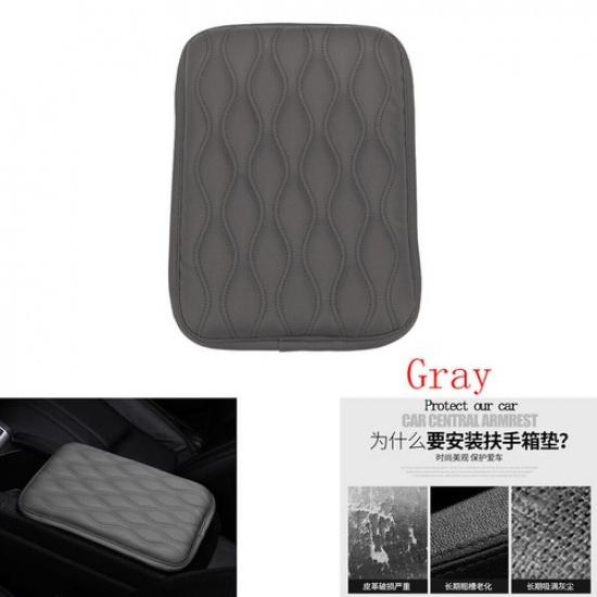 Gray Car PU Leather Armrest Pad Cover Center Console Box Cushion Wear Resistant