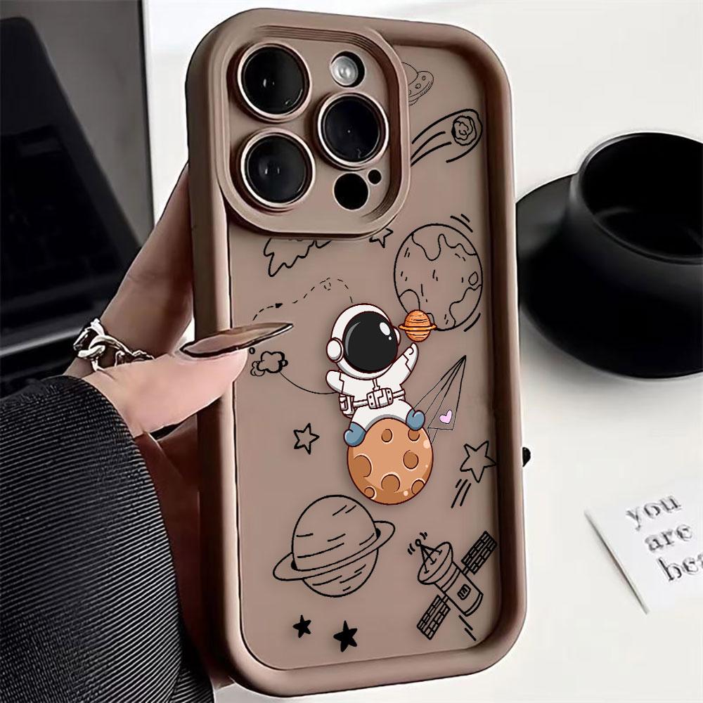 Cartoon Astronaut Space Phone Case For VIVO V60 V21 V23E V25 V27 V27E V29 V29E V30 V30E V40 V50 X80 X90 X100 X200 Shell Cover