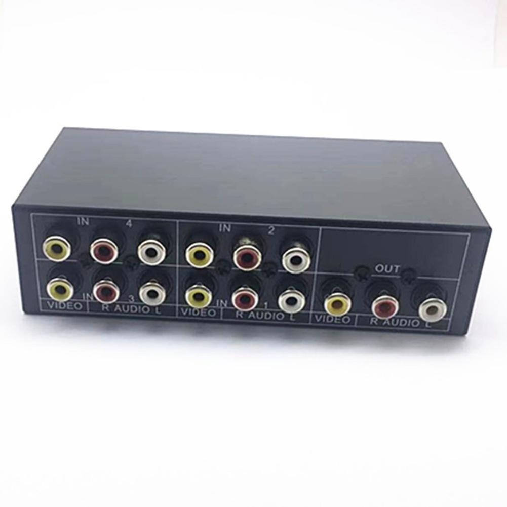 Switcher 4 In 1 Out AV Switch, Audio Video Selector For DVD Game Console TV With Remote,Works With AV Interface Devices