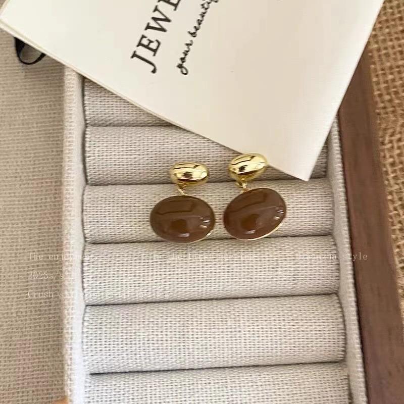 Geometric Green Retro Korean Square Earrings for Women