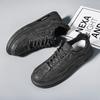 Spring Men's Shoe Brand New Breathable Trendy Black Versatile Leather Shoes Non Slip Platform Strap Casual Business Board Shoes