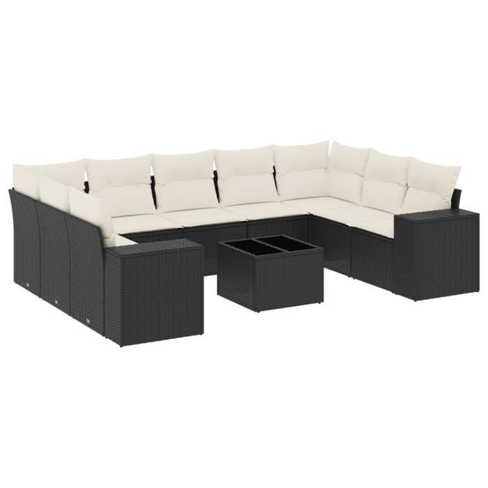 VidaXL Garden Lounge Set with Cushions 10 Pcs, Patio Sofas, Patio Furniture Set, Outdoor Furniture, Black 3223005