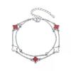 Four Leaf Clover Double Layer Bracelet Girls Five Flower Bracelet Boudoir Light Luxury Hand Jewelry Ins Bracelet