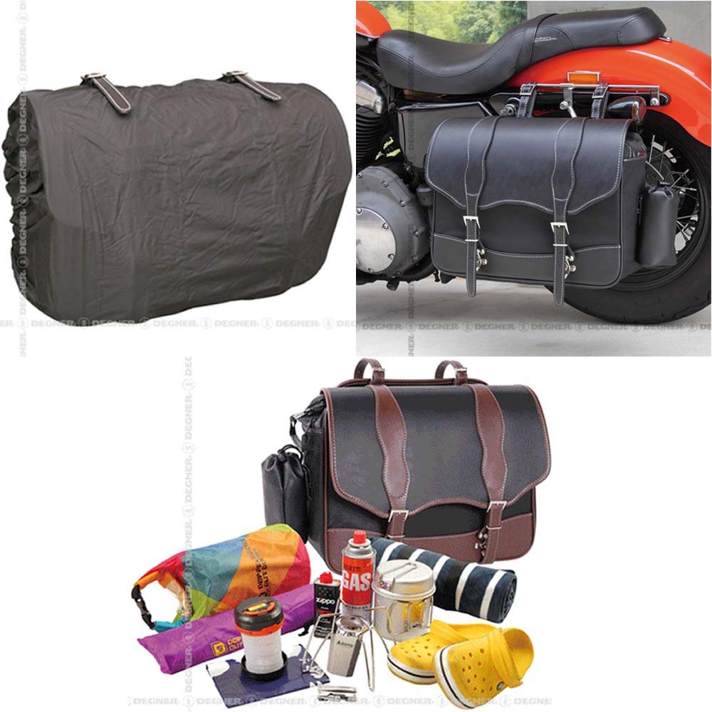 DEGNER Nylon Saddle PVC and 33cm x 42cm x 16cm Bag, (Synthetic Leather) Nylon, Brown, (H), NB-100