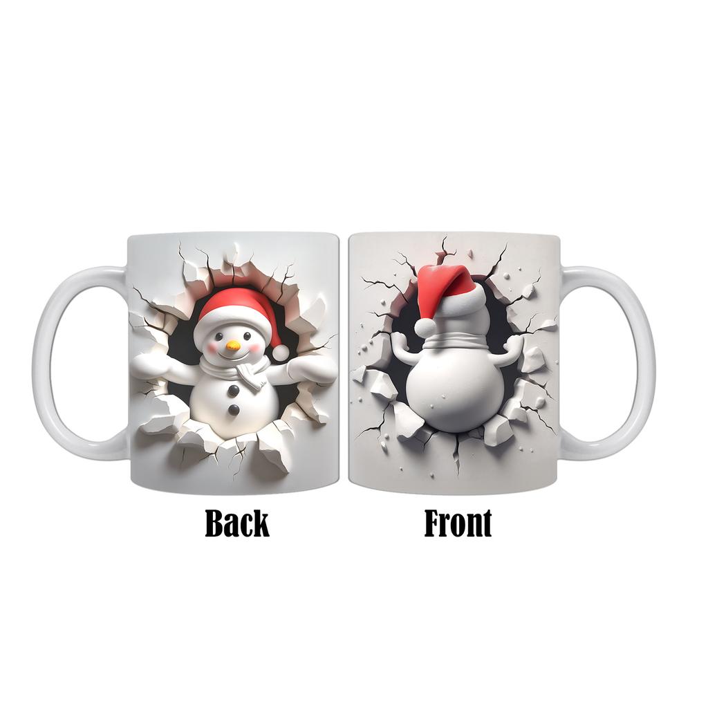 3D Gingerbread Man Gingerbread Penguin Snowman Christmas Ceramic Coffee Mark Mug Butt