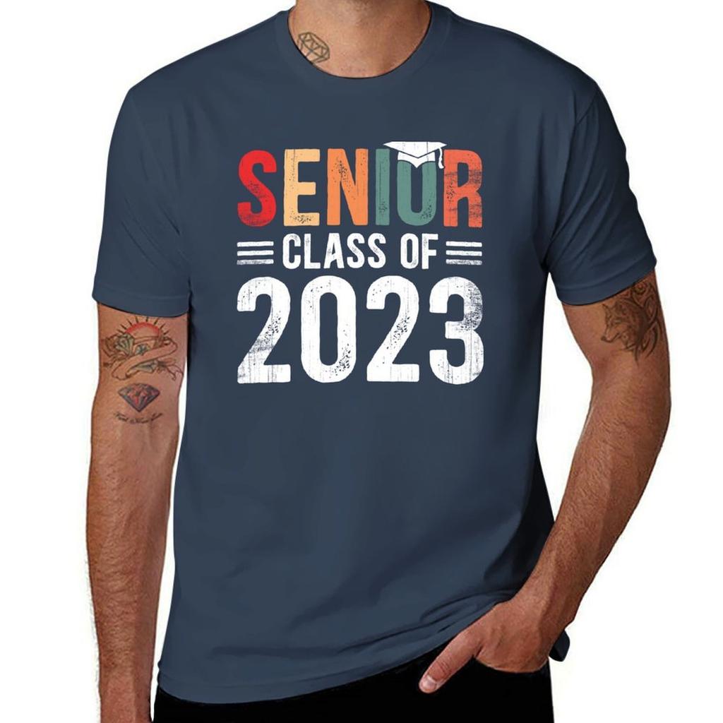 Senior Class of 2023 Graduation Vintage Retro TShirt Classic Print Short Sleeve Shirt